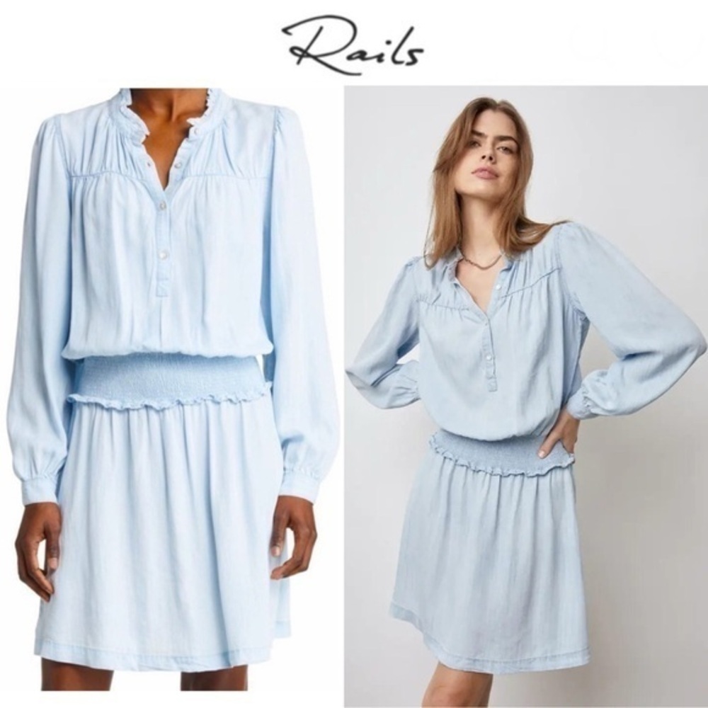 RAILS SHAWNA DRESS - LIGHT VINTAGE BLUE DENIM LONG SLEEVE SZ S NWT